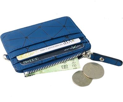 Mode Reizen Pu Lederen Bank Business Id Card Wallet Rits Portemonnee Portemonnee Oortelefoon Houder Pouch Voor Vrouwen mannen blauw