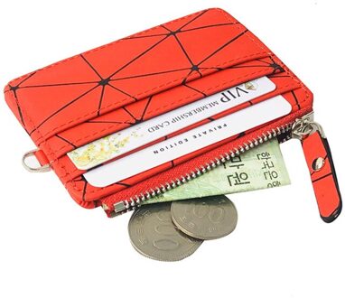 Mode Reizen Pu Lederen Bank Business Id Card Wallet Rits Portemonnee Portemonnee Oortelefoon Houder Pouch Voor Vrouwen mannen rood