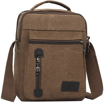 Mode Reizen Zakenreis Canvas Effen Kleur Casual Zakelijke Schoudertas Multifunctionele Unisex Messenger Bags Sac Bruin