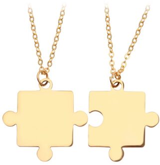 Mode Roestvrij Staal Paar Hanger Ketting 1 Paar Lover Gekoppeld Puzzel Kettingen Voor Vriendschap Minnaar Sieraden goud