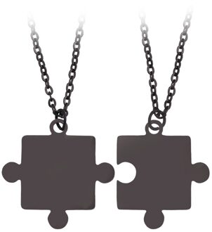 Mode Roestvrij Staal Paar Hanger Ketting 1 Paar Lover Gekoppeld Puzzel Kettingen Voor Vriendschap Minnaar Sieraden zwart