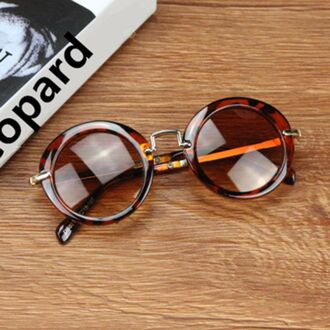 Mode Ronde Mooie Kids Zonnebril Meisjes Goggle Beschermende Bril Kinderen Eyewear Óculos Infantil Accessoires Bruin