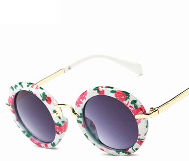 Mode Ronde Mooie Kids Zonnebril Meisjes Goggle Beschermende Bril Kinderen Eyewear Óculos Infantil Accessoires wit