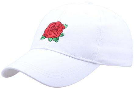 Mode Rose Bloem Baseball Mannen Vrouwen Caps Volwassenen Lente Zomer Zonnescherm Hoeden Voor Vrouwen Solid Snapback Cap Eend Tong hoed wit