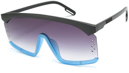 Mode Siamese Oversized Zonnebril Mannen Vrouwen Twotone Grote Frame Zonnebril Retro Half Frame Gradient Brillen UV400 1