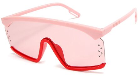 Mode Siamese Oversized Zonnebril Mannen Vrouwen Twotone Grote Frame Zonnebril Retro Half Frame Gradient Brillen UV400 3