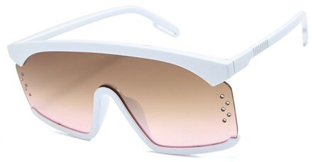 Mode Siamese Oversized Zonnebril Mannen Vrouwen Twotone Grote Frame Zonnebril Retro Half Frame Gradient Brillen UV400 5