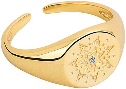 Mode-sieraden Punk Retro Patroon Ringen Stempel S925 Trend Vintage Ronde Verstelbare Vinger Ringen Voor Meisje Vrouwen gouden kleur