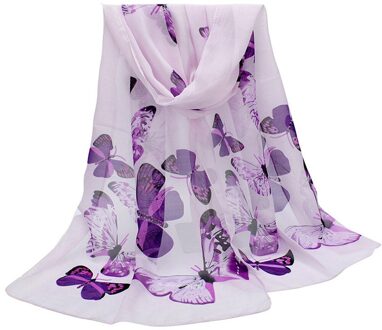 Mode Sjaal Dame Vlinder Print Neck Shawl Sjaal Warm Wrap Ademend Winddicht Sjaals Sjaals Hijab Halsdoek Foulard # Een paars