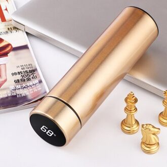 Mode Smart Mok Temperatuur Display Rvs Water Thermische Fles Met LCD Touch Screen Waterdichte Cup T4 goud
