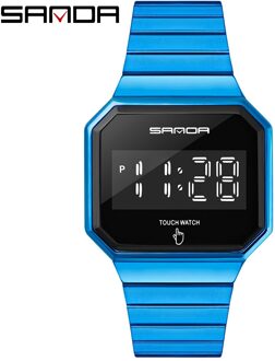 Mode Sport Horloges Man Led Touch Screen Elektronische Shock Horloge Waterdichte Digitale Mannelijke Klok Relogio Masculino blauw