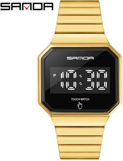 Mode Sport Horloges Man Led Touch Screen Elektronische Shock Horloge Waterdichte Digitale Mannelijke Klok Relogio Masculino goud
