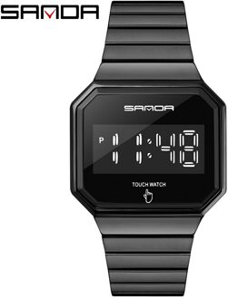 Mode Sport Horloges Man Led Touch Screen Elektronische Shock Horloge Waterdichte Digitale Mannelijke Klok Relogio Masculino zwart