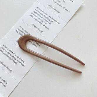 Mode Strass Haar Stok Hoofddeksels Eenvoudige Elegante Vaste Styling U-Vorm Haarspeld Vrouwen Haar Accessoires koffie