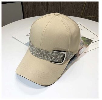 Mode Strass Riem Baseball Caps Voor Vrouwen Snapback Sport Caps Outdoor Zon Gorras Beige