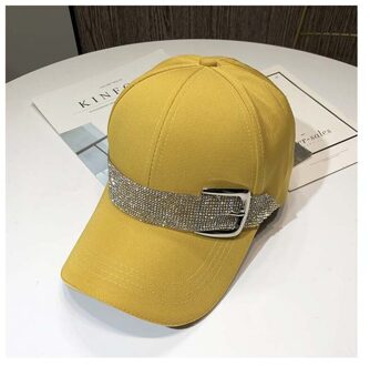 Mode Strass Riem Baseball Caps Voor Vrouwen Snapback Sport Caps Outdoor Zon Gorras geel