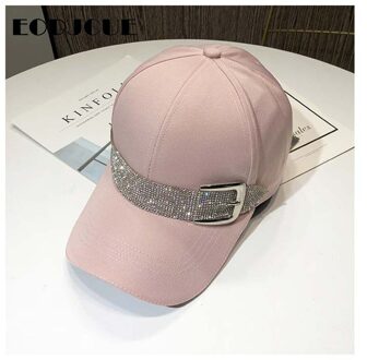 Mode Strass Riem Baseball Caps Voor Vrouwen Snapback Sport Caps Outdoor Zon Gorras Roze