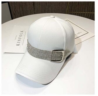 Mode Strass Riem Baseball Caps Voor Vrouwen Snapback Sport Caps Outdoor Zon Gorras wit
