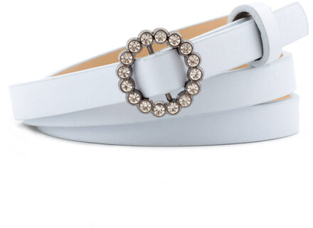 Mode Strass Riem Vrouwen Metalen Ronde Diamant Pin Gesp Tailleband Elegante Smalle Riemen Voor Vrouwen Zoete Wilde 3