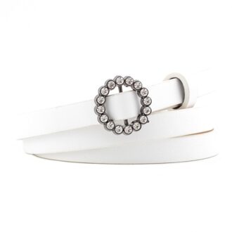 Mode Strass Riem Vrouwen Metalen Ronde Diamant Pin Gesp Tailleband Elegante Smalle Riemen Voor Vrouwen Zoete Wilde 4