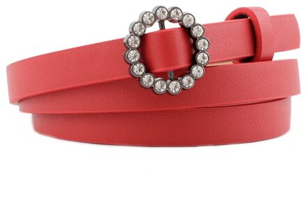 Mode Strass Riem Vrouwen Metalen Ronde Diamant Pin Gesp Tailleband Elegante Smalle Riemen Voor Vrouwen Zoete Wilde 5