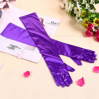 Mode Stretch Satijn Lange Handschoenen voor Vrouwen/Avondfeest Opera Handschoenen Vrouwen/Brand Kleding Accessoires voor lady Paars