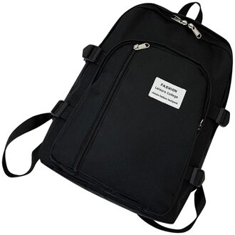 Mode Student Canvas Rugzak Stijl Zachte Stof Vrouwelijke Pure Colour Student Schooltas Vintage Rits Contrast Schoolbagtravel