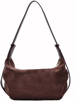 Mode Suède Handtassen Voor Vrouwen Lederen Hobos Vrouw Schoudertas Vrouwelijke Grote Casual Tassen Winter Schoudertas koffie