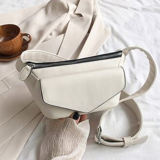 Mode Taille Tassen Voor Vrouwen Pu Lederen Fanny Packs Dames Kleine Crossbody Tassen Vrouwelijke Riem Borst Zakken wit
