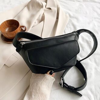 Mode Taille Tassen Voor Vrouwen Pu Lederen Fanny Packs Dames Kleine Crossbody Tassen Vrouwelijke Riem Borst Zakken zwart