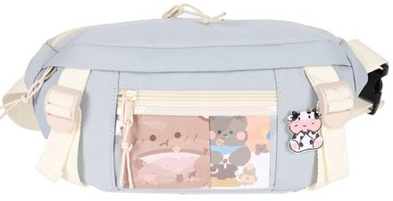 Mode Taille Zakken Vrouwen Nylon Leisure Pure Kleur Fanny Pack Meisjes Crossbody Borst Bag Leuke Student Riem Taille Packs blauw