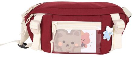 Mode Taille Zakken Vrouwen Nylon Leisure Pure Kleur Fanny Pack Meisjes Crossbody Borst Bag Leuke Student Riem Taille Packs rood