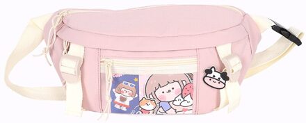 Mode Taille Zakken Vrouwen Nylon Leisure Pure Kleur Fanny Pack Meisjes Crossbody Borst Bag Leuke Student Riem Taille Packs roze