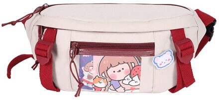 Mode Taille Zakken Vrouwen Nylon Leisure Pure Kleur Fanny Pack Meisjes Crossbody Borst Bag Leuke Student Riem Taille Packs wit