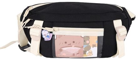 Mode Taille Zakken Vrouwen Nylon Leisure Pure Kleur Fanny Pack Meisjes Crossbody Borst Bag Leuke Student Riem Taille Packs zwart