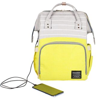 Mode Tas Voor Mama Koeler Handtas Multi Functie Sac Isotherme Rugzak Moeder Zak Opslag Vrouwen Tassen USB grijs geel