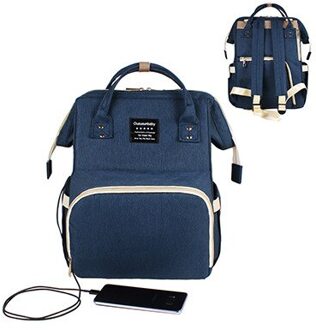 Mode Tas Voor Mama Koeler Handtas Multi Functie Sac Isotherme Rugzak Moeder Zak Opslag Vrouwen Tassen USB stijl diep blauw