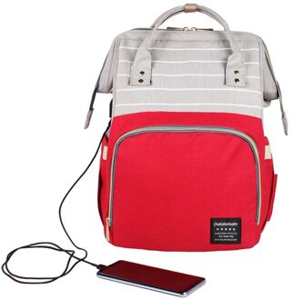 Mode Tas Voor Mama Koeler Handtas Multi Functie Sac Isotherme Rugzak Moeder Zak Opslag Vrouwen Tassen USB stijl grijs rood