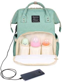 Mode Tas Voor Mama Koeler Handtas Multi Functie Sac Isotherme Rugzak Moeder Zak Opslag Vrouwen Tassen USB stijl groen