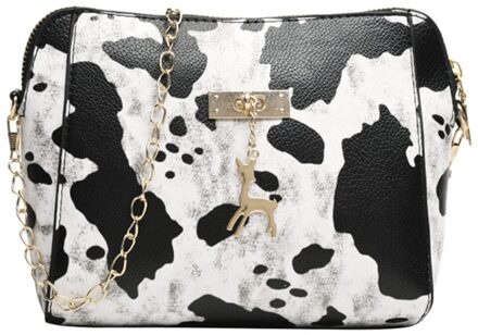 Mode Tassen Voor Vrouwen Koe Print Fawn Hanger Kleine Shell Tas Met Herten Speelgoed Vrouwen Schoudertas Casual Crossbody Tassen # Srn wit