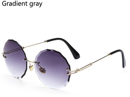 Mode Thee Gradiënt Zonnebril Vrouwen Oceaan Water Cut Getrimd Lens Metalen Gebogen Tempels Zonnebril Vrouwelijke UV400 Gradient grijs