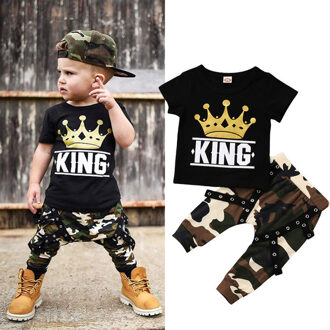 Mode Toevallige Peuter Kids Baby Jongens Kleding Korte Mouw Tops T-shirt Camo Broek 2 STUKS Outfits Set 6m