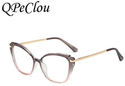 Mode TR90 Anti-Blauw Brilmontuur Vrouwen Vintage Metalen Cat Eye Bril Vrouwelijke Optische Brillen Oculos Feminino Gray1806