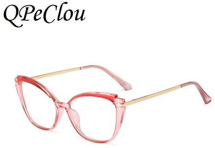 Mode TR90 Anti-Blauw Brilmontuur Vrouwen Vintage Metalen Cat Eye Bril Vrouwelijke Optische Brillen Oculos Feminino Pink1806