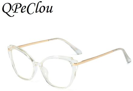 Mode TR90 Anti-Blauw Brilmontuur Vrouwen Vintage Metalen Cat Eye Bril Vrouwelijke Optische Brillen Oculos Feminino Transparent1806