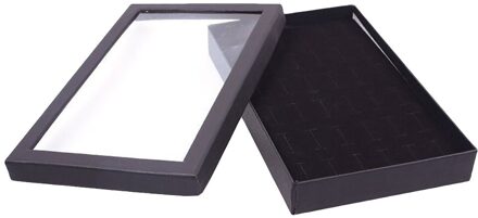Mode Transparante 36-Slot Ring Display Stand Metalen Oorbellen Sieraden Opbergdoos Milieu Organizer Sieraden zwart