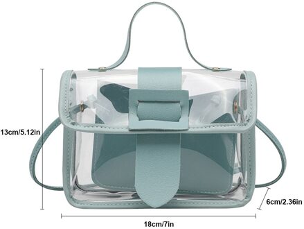 Mode Transparante Vierkante Sling Bag Cool Pvc Schouder Messenger Bags Keten Riem Crossbody Handtas Composiet Tote Dame Tas blauw