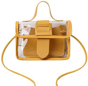 Mode Transparante Vierkante Sling Bag Cool Pvc Schouder Messenger Bags Keten Riem Crossbody Handtas Composiet Tote Dame Tas geel