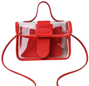 Mode Transparante Vierkante Sling Bag Cool Pvc Schouder Messenger Bags Keten Riem Crossbody Handtas Composiet Tote Dame Tas rood