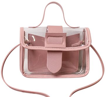 Mode Transparante Vierkante Sling Bag Cool Pvc Schouder Messenger Bags Keten Riem Crossbody Handtas Composiet Tote Dame Tas roze